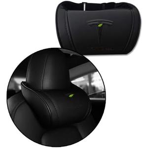 CoolKo Car Headrest Neck Pillow Support Memory Foam Ergonomic Design Accessory for Driving Seat Fatigue Relief Compatible with Tesla Model S X 3 Y & Cybertruck - 1 Piece
