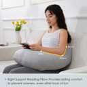 QUEEN ROSE Reading Pillow for Gaming, Lap Desk Pillow for Sitting in Bed or Sofa, Compact Arm Support Pillow for Reading, Playing or Crocheting, Cooling Grey