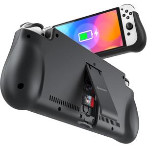 NEWDERY External Battery Station for Nintendo Switch, 10000mAh Backup Portable Charger Case with Quick Charging, 2 Extra Game Card Slots, Adjustable Kickstand