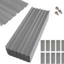 NeatiEase 10 Pcs Metal Roofing Panels, 5.1 Feet Corrugated Galvanized Roofing Panels Metal Siding Panels with Steel Screws for Pergola, Gazebo, Shed, Outdoor Storage, Chicken Coop, Patio,Garages (Gray)