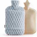 3.5L Extra Large Hot Water Bottle with Plush Cover & Hand Pocket, Blue