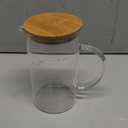 Glass Pitcher with Lid, 6"*3.14" Glass Water Pitcher, 17OZ/500ML Glass Pitchers with Handle and Lid for Tea, Milk, Coffee, Kitchen or Restaurant (1 PCS
