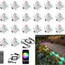 Smart LED Deck Light Kits - 20 Pack of 1.22" Low Voltage Recessed RGB Deck Lights IP67 Waterproof for Outdoor Landscape Lighting on Steps, Floors & Pathways, Compatible with Alexa & Google Assistant