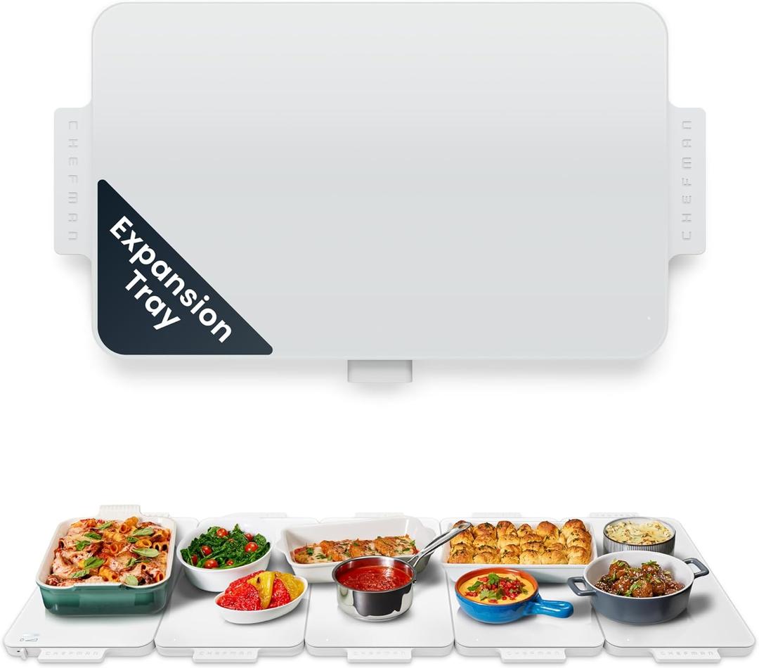 Chefman Everything Warmer Expansion Tray, 10” x 16” Electric Warming Tray, Requires Primary Panel for Use (Sold Separately), One Secondary Panel Included
