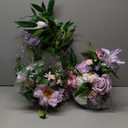 TINGE TIME Free-Standing Artificial Flower, Set of 2, Table Centerpiece with Rubber Pad, Silk Fake Flower for Wedding Centerpiece Archway Aisle Welcome Entrance (Purple&Pink)