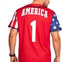 USA Baseball Jersey for Men American Flag Statue of Liberty USA Eagle America Shirts Sports Uniform (Red) 4XL