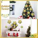 12 Pcs Christmas DIY Poinsettia Artificial Paper Flower Decor for Christmas Tree Ornaments Craft Wall 3D Paper Poinsettia Flower Wreath Decoration for Xmas Holiday Party(Gold)