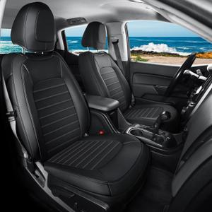 Colorado Seat Covers, Custom fit for 2015-2022 Chevy Colorado Crew Cab Z71 LT ZR2 Work Truck(Full Set, Black&Gray)