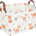 Rectangle Fox Basket,Collapsible canvas waterproof storage basket,Toy Organizer,Laundry Baskets for Kid Rooms,Baby Room decor,Toy Baskets,Woodland Nursery Decor(Fox)