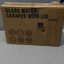 Glass Carafe, 1 Liter Carafe for Mimosa Bar, 4 Pcs, Square Pitcher with Lid and Spout, Drink Dispenser for Parties, Cold Water, Milk, Juice Container, Tea, Wine, Cocktails (6 Lids & 1 Spout)