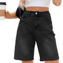 Women's High Waisted Stretchy Bermuda Denim Shorts - Trendy Casual Loose Fit (XL)