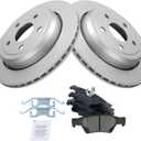 TRQ Rear Ceramic Brake Pad and Rotor Set Coated Compatible with 11–21 Jeep Grand Cherokee with 18 or 20 Inch Wheels 11–21 Dodge Durango with Heavy Duty Brakes