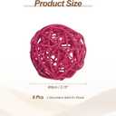 PATIKIL 3 Inch Wicker Rattan Balls, 6 Pcs Decorative Balls for Centerpiece Bowls Wedding Party Home Decor DIY Craft, Rose Red