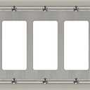 Dyekou Metal Wall Plate for Electrical Outlets, Decorative Brushed Nickel Switch Plates Outlet Cover, Light Switch Cover Plate, 3-Gang Wall Plates (Triple Decoretor, 1 Pack)