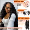 20 Inch Feather Crochet Human Hair for Black Women Miracle Knots Crochet Bundles 120g Pre-Separated Deep Curly Wave Crochet Human Hair Extensions Reusable Knotless Invisible 100 Strands CNZZJX