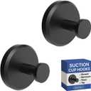 HOME SO Suction Cup Hooks for Shower, Bathroom, Kitchen, Glass Door, Mirror, Tile  Loofah, Towel, Coat, Bath Robe Hook Holder for Hanging up to 15 lbs  Waterproof & Rustproof, Matte Black (2-Pack)