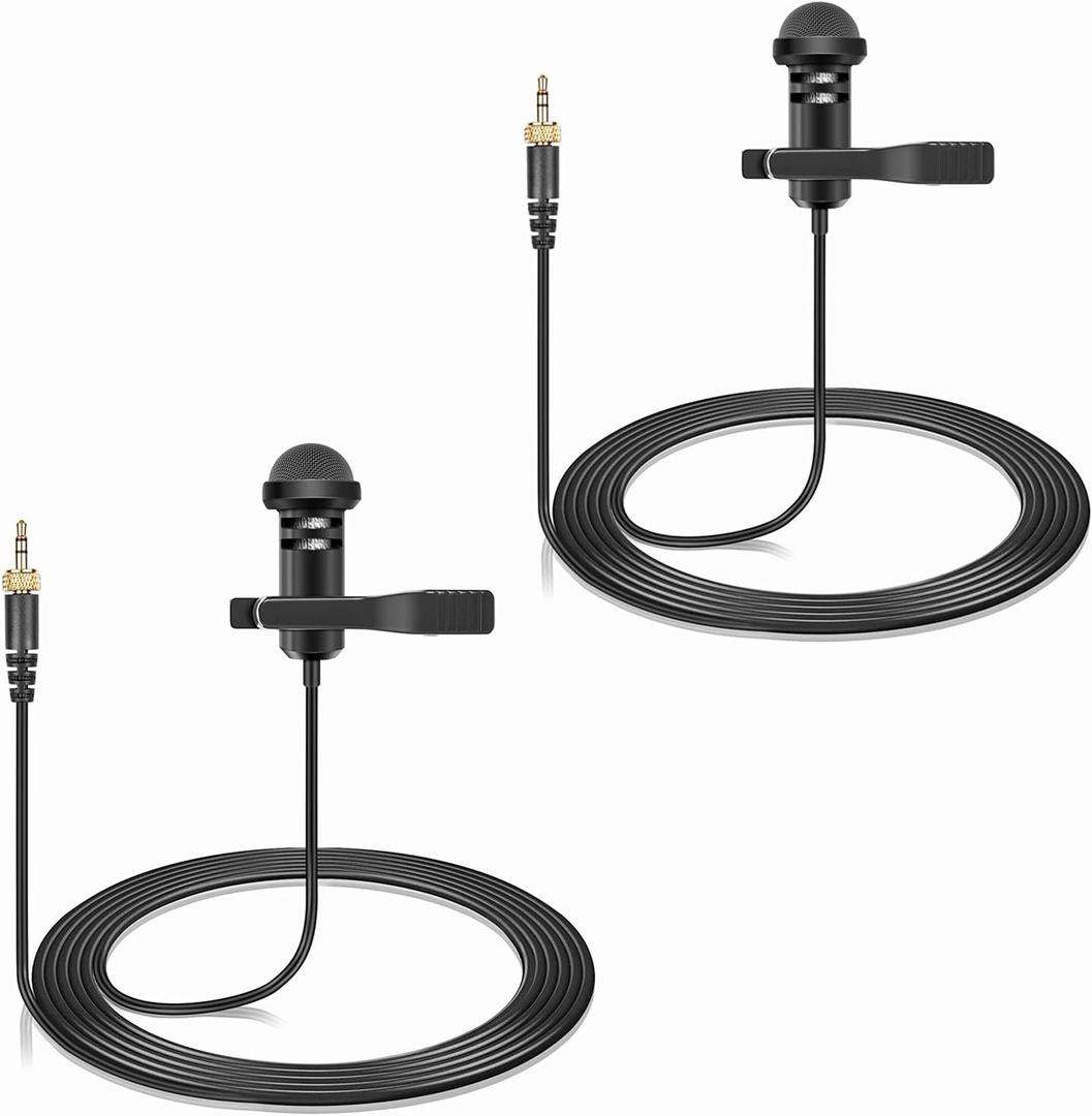 2-Pack Lavalier Lapel Microphone Compatible with Sennheiser Wireless System Bodypack Transmitter, Omnidirectional Condenser Mic for YouTube, Lectures, Living Performance
