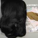 AISI HAIR 14 Inch Natural Black Wigs for Women - Shoulder Length Wave Wig with Pre-Cut Lace Hairline, Middle Part Natural Wavy Bob Synthetic Heat Resistant Fiber for Daily and Party