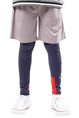 Ultra Game NFL New England Patriots Youth 2 Piece Leggings & Shorts Training Compression Set, Team Color, 14/16, L