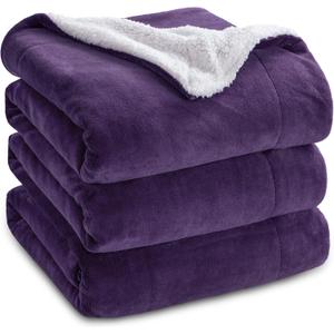 Bedsure GentleSoft Sherpa Fleece Blanket Queen Size for Bed, Non-Heated, Thick and Warm Throw Gifts for Women and Girls, Soft Fuzzy Plush Queen Blanket for Winter, Purple, 90x90 Inches