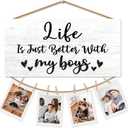 Life is Just Better with My Boys Picture Frame Photo Holder for Wall, New Mom Gifts, Boy Mama Gifts, Christmas Birthday Gift for Mother, Mom of Boys Hanging Photo Display