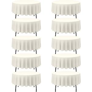 BRILLMAX 10 Pack Ivory Round Tablecloths 90 Inch - Circle Bulk Linen Polyester Fabric Washable Table Cloth Cover for Wedding Reception Banquet Birthday Party Buffet Restaurant