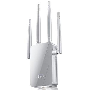 Baetaey WiFi Extender Signal Booster for Home - up to 10000 sq.ft Coverage, Wireless Internet Repeater - Long Range WiFi Booster and Signal Amplifier w/Ethernet Port, 1-Tap Setup, White