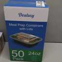 50 Pack (100-Piece) 24 oz Meal Prep Containers Reusable with Lids, Sturdy Leakproof & Food Safe, Microwave, Freezer, Dishwasher Safe Prep Containers, To Go Take Out Plastic Food Storage