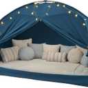 Twin Bed Tent for Kids, Indoor Play Tent with Star Lights, Cozy Privacy Space Birthday Gift for Boys & Girls (Blue)