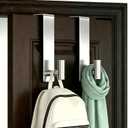 Heavy Duty Rustproof Stainless Steel Over-Door Hook for Coats, Totes, Towels Easy Install Door Hooks with Non-Slip Pads for Bedroom Bathroom Entryway Office (Silver, 2 Pack, Fits 1-3/4" Thick Door)