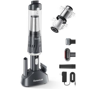 XenonLab Cordless Handheld Vacuum – Powerful Suction Car Vacuum Cleaner, Lightweight & Portable, Rechargeable Hand Vac with HEPA Filter and One-Touch Dustbin Empty (Ivory)