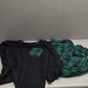 SWOMOG Couple Matching Pajamas Plaid Long Sleeve Christmas Pjs for Men and Women Soft Warm Loungewear with Pocket (XX-Large, Black Green Grid)