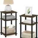 Furinno JUST Night Stand Set of 2, 3-Tier Turn-N-Tube Nightstand, Toolless Bedside Tables, End Table, Side Table with Open Storage for Bedroom, Closet, Dorm, Bathroom, Columbia Walnut
