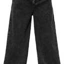 GORGLITTER Girl's High Elastic Wasited Jeans Baggy Wide Leg Denim Pants Cute Straight Y2K Loose Fit Denim Trousers Streetwear, 9Y