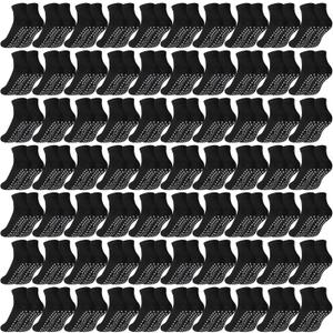 Liitrsh 100 Pairs Non Slip Yoga Socks with Grips Anti Skid Pilates and Barre Socks for Man Woman Pilates Ballet Medium