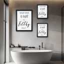 Sorbrozo Funny Bathroom Wall Art Decorative Statement Toilet Sign Toilet Decoration Small Black Frame Canvas Art For Kids Toilet 11x14 in