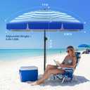 UIRWAY Beach Umbrella, Heavy Duty Windproof Beach Umbrellas with Sand Anchor & Tilt, Sun Protection Portable Beach Umbrella with Carrying Bag for Beach, Patio Garden Pool Outdoor
