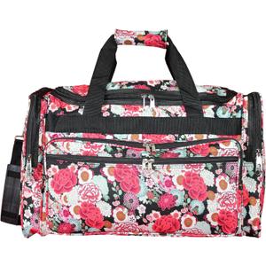 World Traveler Floral 22" Carry-On Duffel Bag  Lightweight Durable Polyester with Adjustable Shoulder Strap (Flowers)