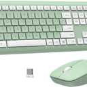 Wireless Keyboard and Mouse Combo, Full-Size Silent Ergonomic Keyboard and Optical Mouse, Long Battery Life, 2.4G Lag-Free Mice Keyboard for Computer,Mac,Laptop,PC,Windows(Avocado Green)