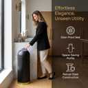 13 Gallon Trash Can with Lid, Bullet Shape Stainless Steel, 360° Swing Lid