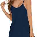UURUN Mini Dress for Women, One Piece Sleeveless Adjustable Spaghetti Strap with 2 Pockets (Blue, L)