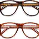 AMOMOMA Retro Aviator Reading Glasses for Women,Men,Men Blue Light Blocking Computer Readers Spring hinge AM6186 (Ac2.tortoise+c3.yellow Tortoise)