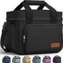 HOTOR Lunch Box for Men and Women - Leak-Proof Insulated Lunch Cooler Bag with Adjustable Strap, Multiple Pockets for Office, Picnic, Hiking, Beach, 1 Layer, 8L, Black, 9.8" x 8.7" x 5.9"