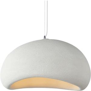 40cm Modern Pendant Light for Dining Room Kitchen Island Hallway Restaurant Hanging Lamp E26 Base Japanese Wabi-Sabi Style Bird Nest Shape Lighting Fixture (Matte White,B Shape, 40cm/15.7inch)
