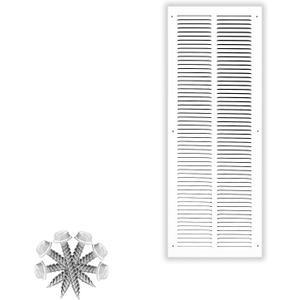 HVAC Premium 8'' x 32'' [Duct Opening] Flat Stamped Steel Return Air Grille - Sidewall and Ceiling - HVAC Vent Duct Cover - White [Outer Dimensions: 9.75''w X 33.75''h]