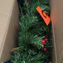 Christmas Garland with 50 Lights 9 Ft, Prelit Xnas Garland with Red Berry, Pine Cone, Cypress Leaf, Battery Operated Christmas Decor for Mantle Staircase Indoor and Outdoor