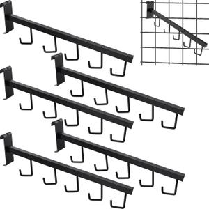 5 Pack Gridwall Waterfall Faceout with 5 Hooks Gridwall Clothes Hanger Gridwall Waterfall Faceout Hooks Rectangular Tube Display for Wire Grid and Grid Wall (5, Black)