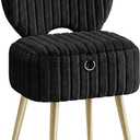 SONGMICS Vanity Chair, Makeup Stool with Folding Backrest,  Ink Black