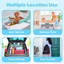 BEBELEH Collapsible Baby Bathtub with Thermometer Bathtub + Baby tub Sling + Newborn Sling Baby Bathtub Newborn to Toddler 0-24 Months The Ultimate Baby Bath Tub! (with Thermometer,Gray)