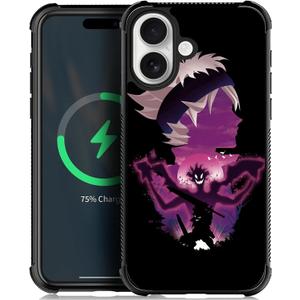 CARLOCA for iPhone 17 Compatible with Magsafe Case for Girl Boy Shockproof Soft Silicone Protection Magnetic Charge Fashion Pattern Purple Anime Face